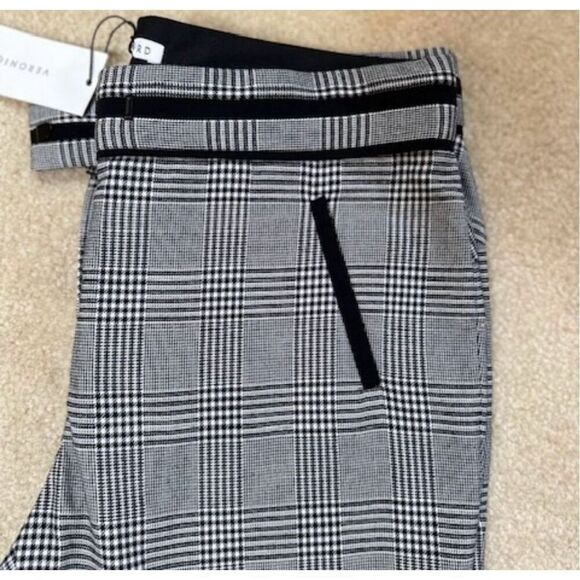 NWT - VERONICA BEARD White, Gray, and Black Glen Plaid "Cigarette" Pants - 6 - Picture 6 of 11